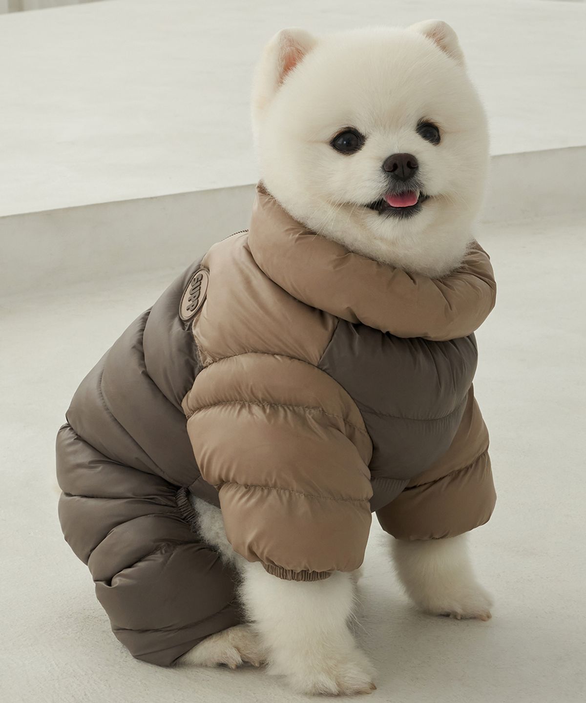 슈퍼펫(SUPERPET) 강아지 겨울옷 필패딩올인원 초코브라운