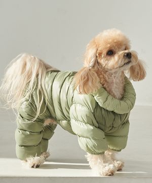 강아지 겨울옷 필패딩올인원 올리브그린