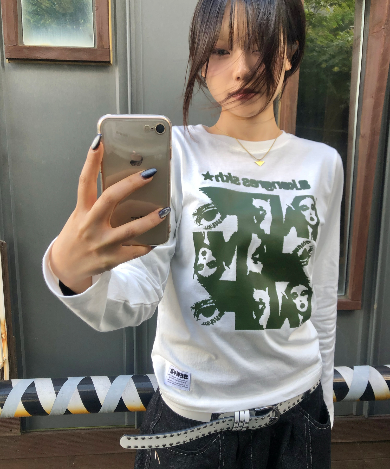 デザイントップス半袖1013BL meikeiin ハンドメイド アシメデザインTシャツ(半袖)（Tシャツ/カットソー）｜SENSE OF PLACE
