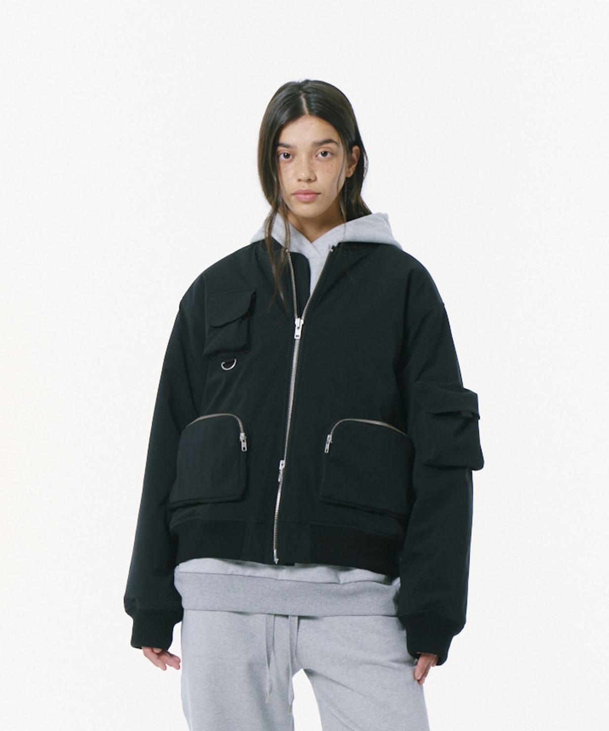 밀라코드(MILACODE) Multi Pocket Bomber Jacket (BLACK)