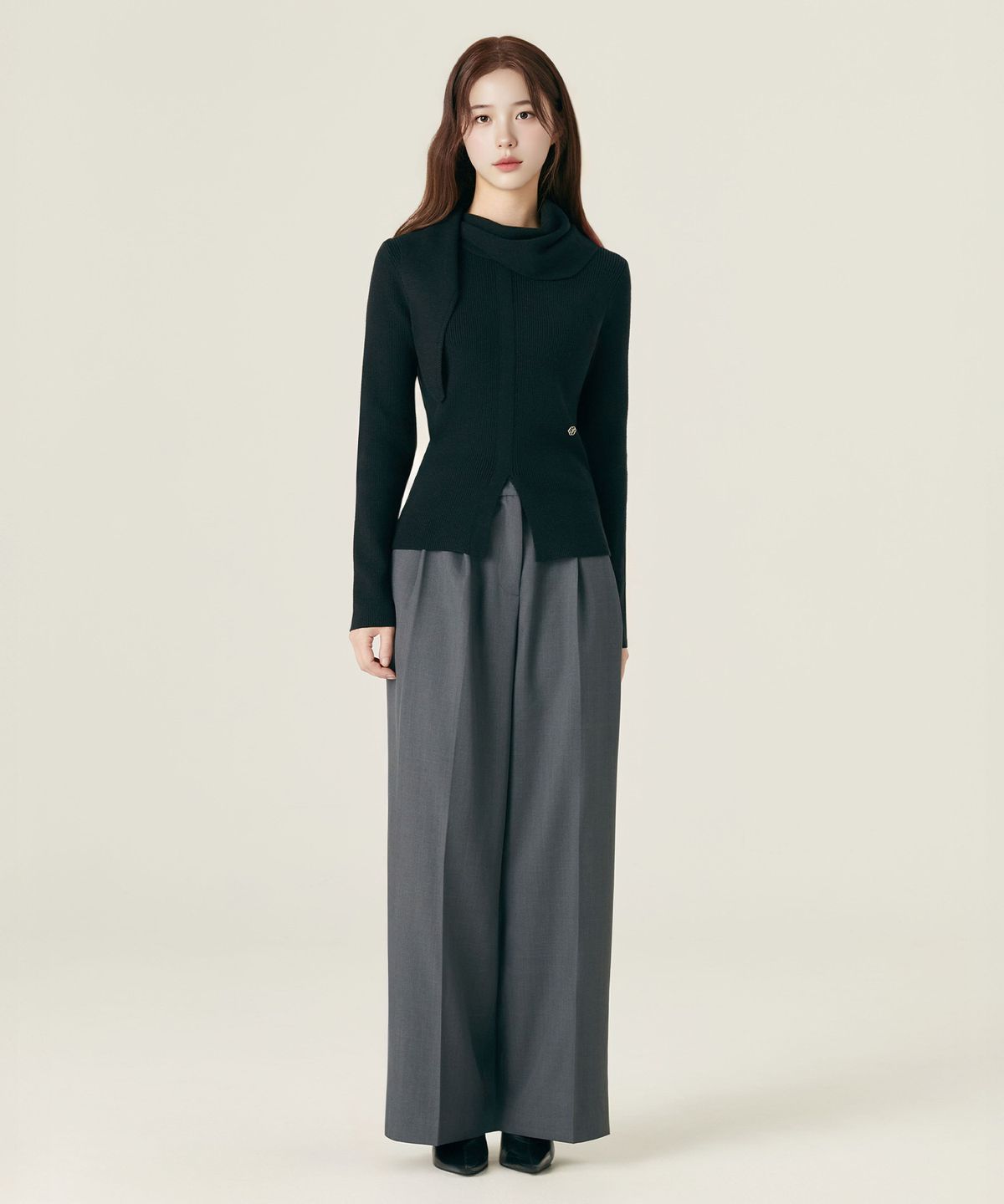 로엠(ROEM) 벨티드 투턱 와이드 슬랙스_RMTWF49RT1