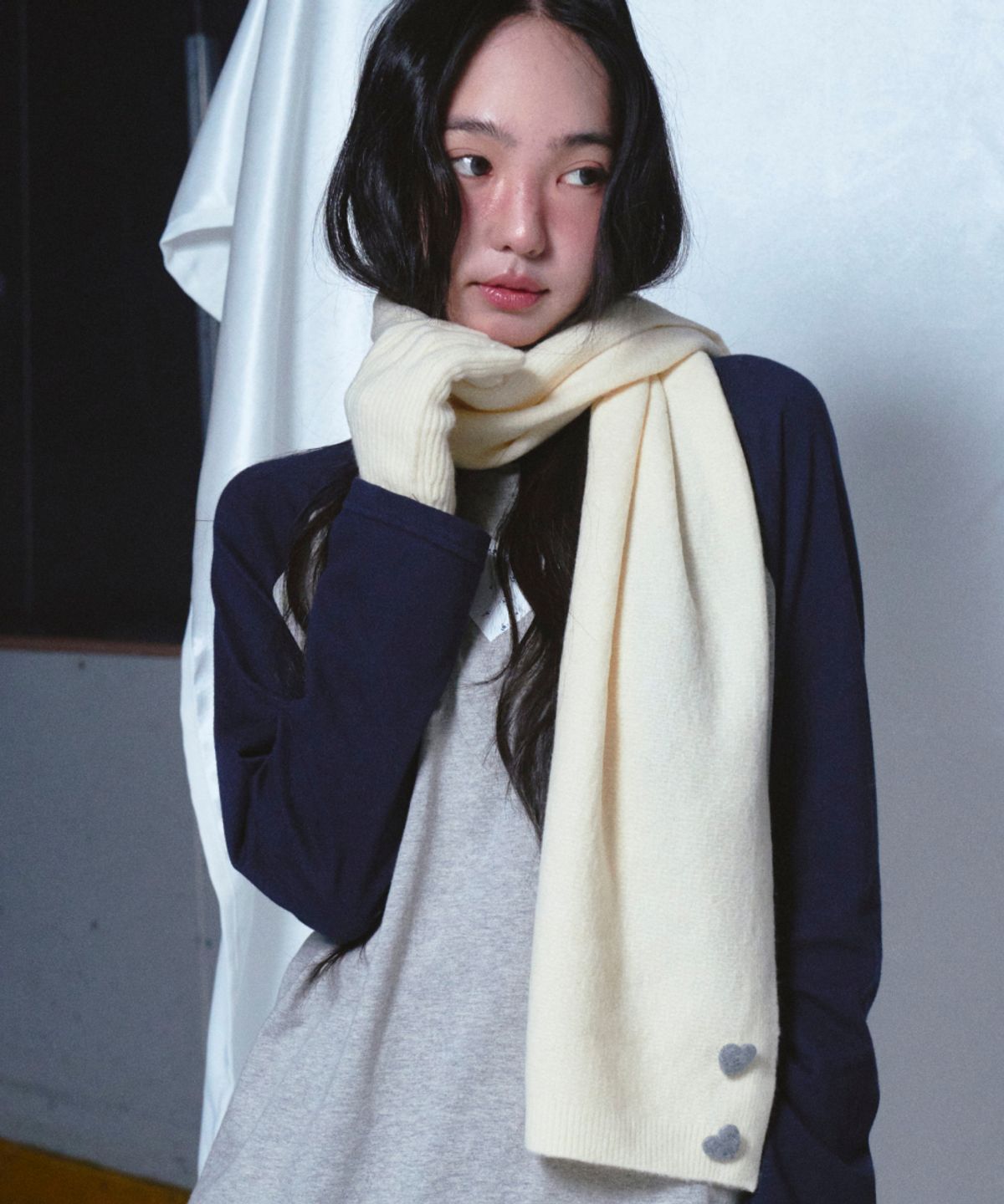 로긴 앤 로지(ROGIN N ROSIE) Heart Button Muffler Gloves Set Ivory