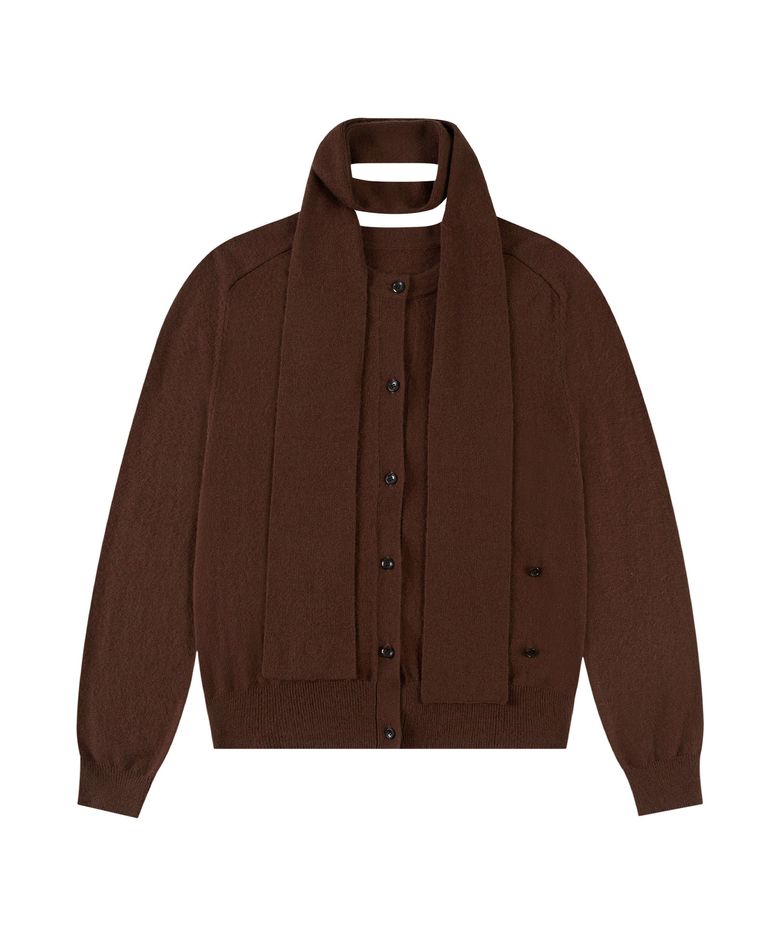 SIKN2165 스카프 랩 니트 가디건_Brown