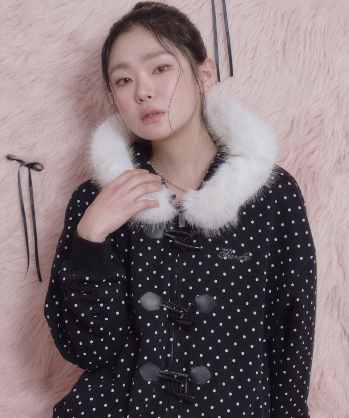 프렌다(PRENDA) DOT DUFFEL HOOD ZIP-UP BLACK