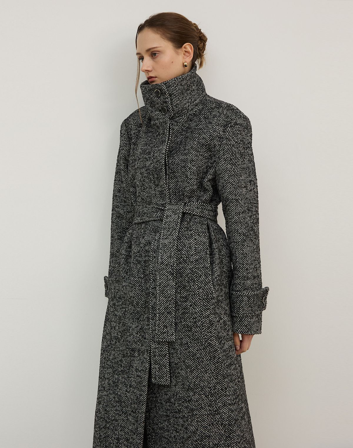 지에마르(GIEMAR) HERRINGBONE WOOL LONG COAT  헤링본 울 롱 코트