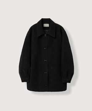 (woman) 오버핏 페이크 스웨이드 카코트_Black