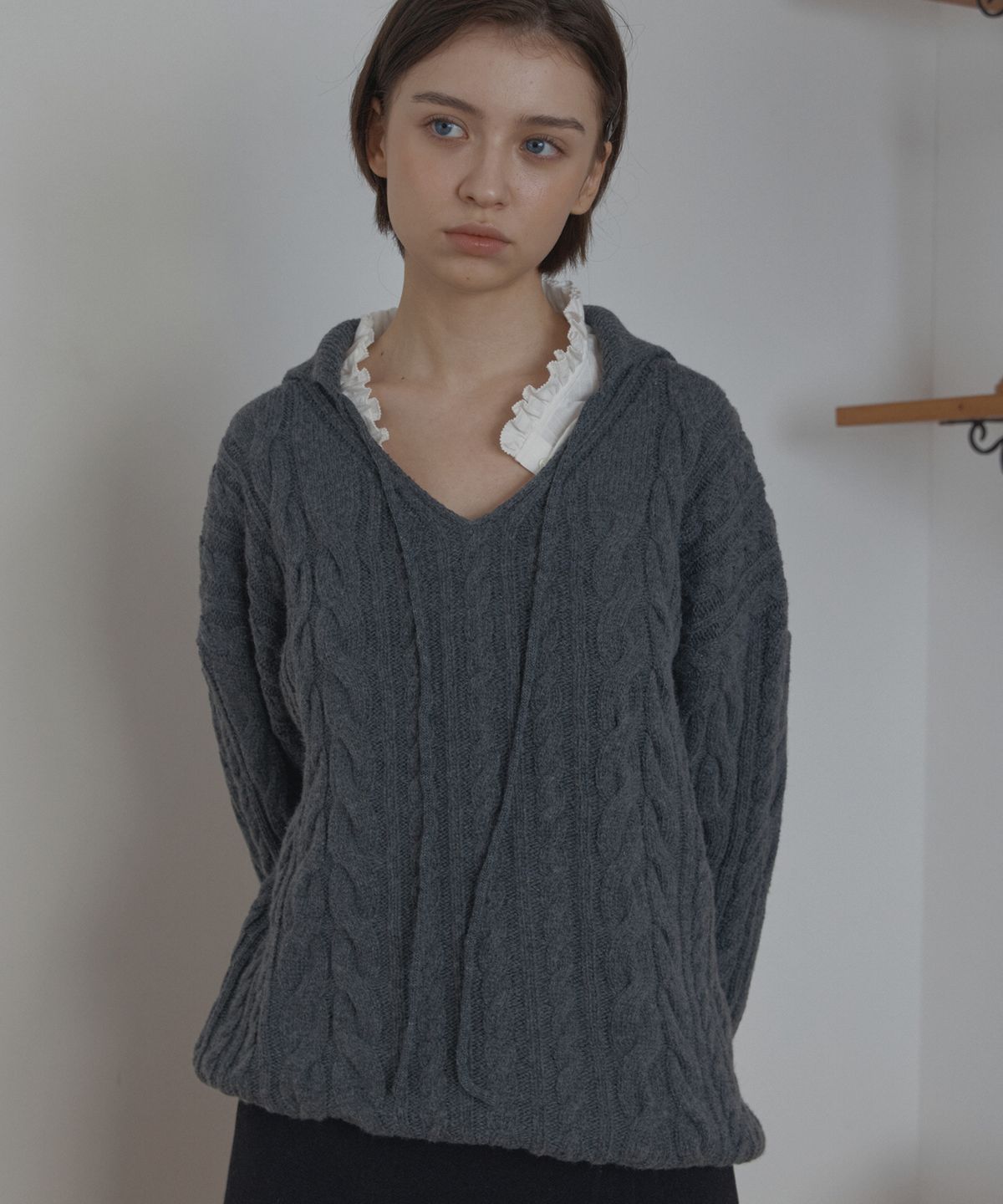 포에트서울(POETSEOUL) cable collar knit_charcoal