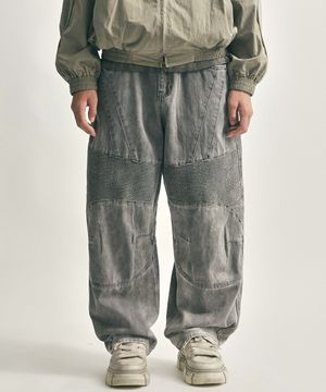 더티 워시드 바이커 와이드 팬츠(더티 화이트)