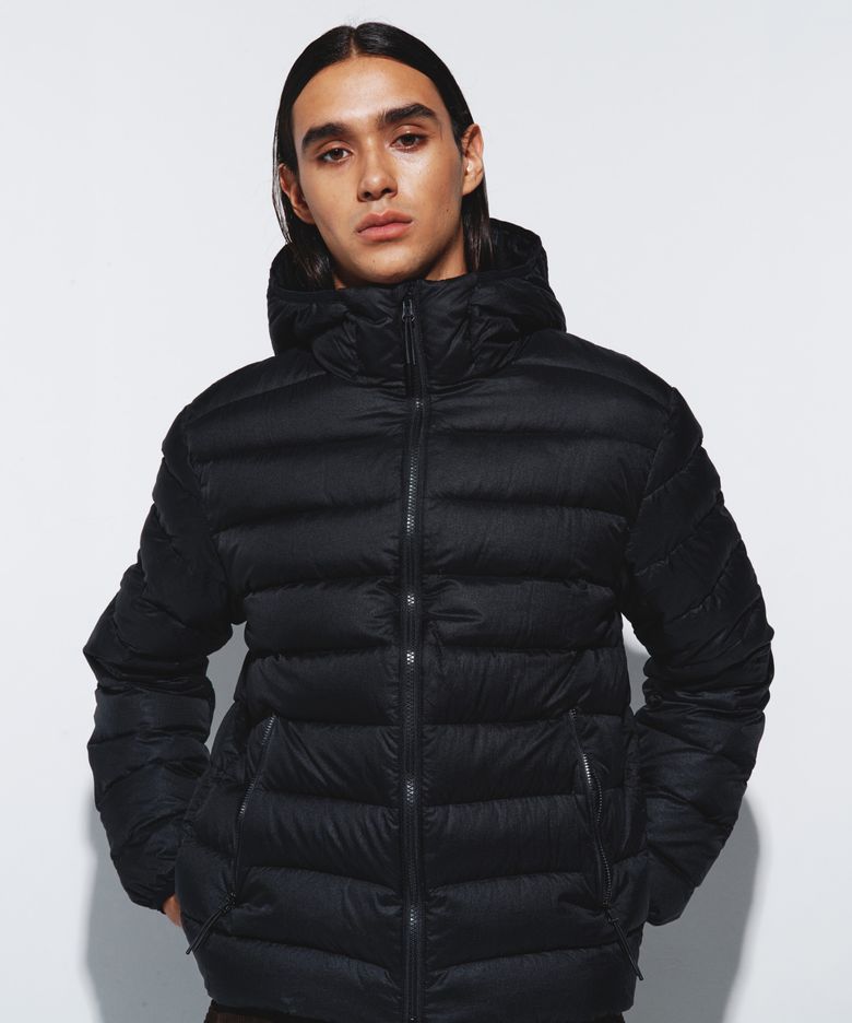 BACK LOGO DUCK DOWN LIGHTWEIGHT PADDED JACKET -BLACK