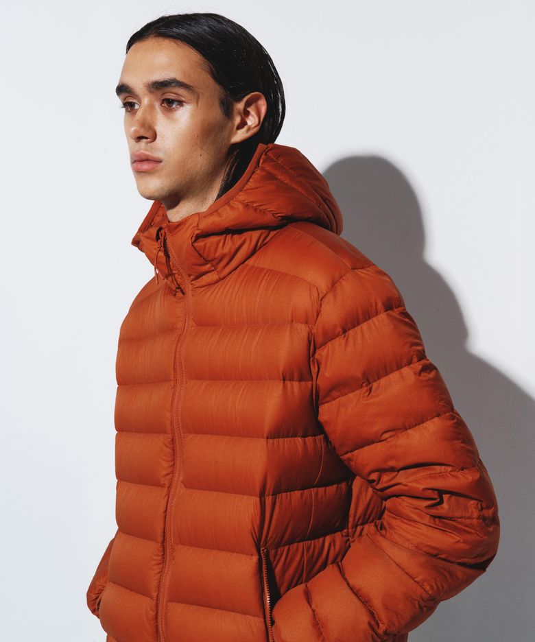 BACK LOGO DUCK DOWN LIGHTWEIGHT PADDED JACKET -ORANGE