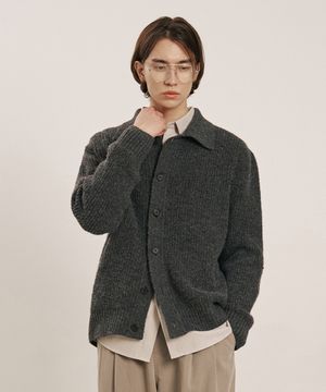 남성 버튼 칼라넥 루즈핏 카디건 (DK-M-GREY) (HB9GD02)