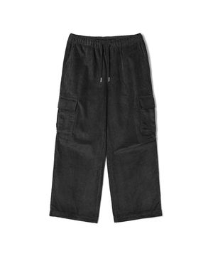 남성 코듀로이 카고 와이드핏 풀밴딩 팬츠 (BLACK) (HBALP15)