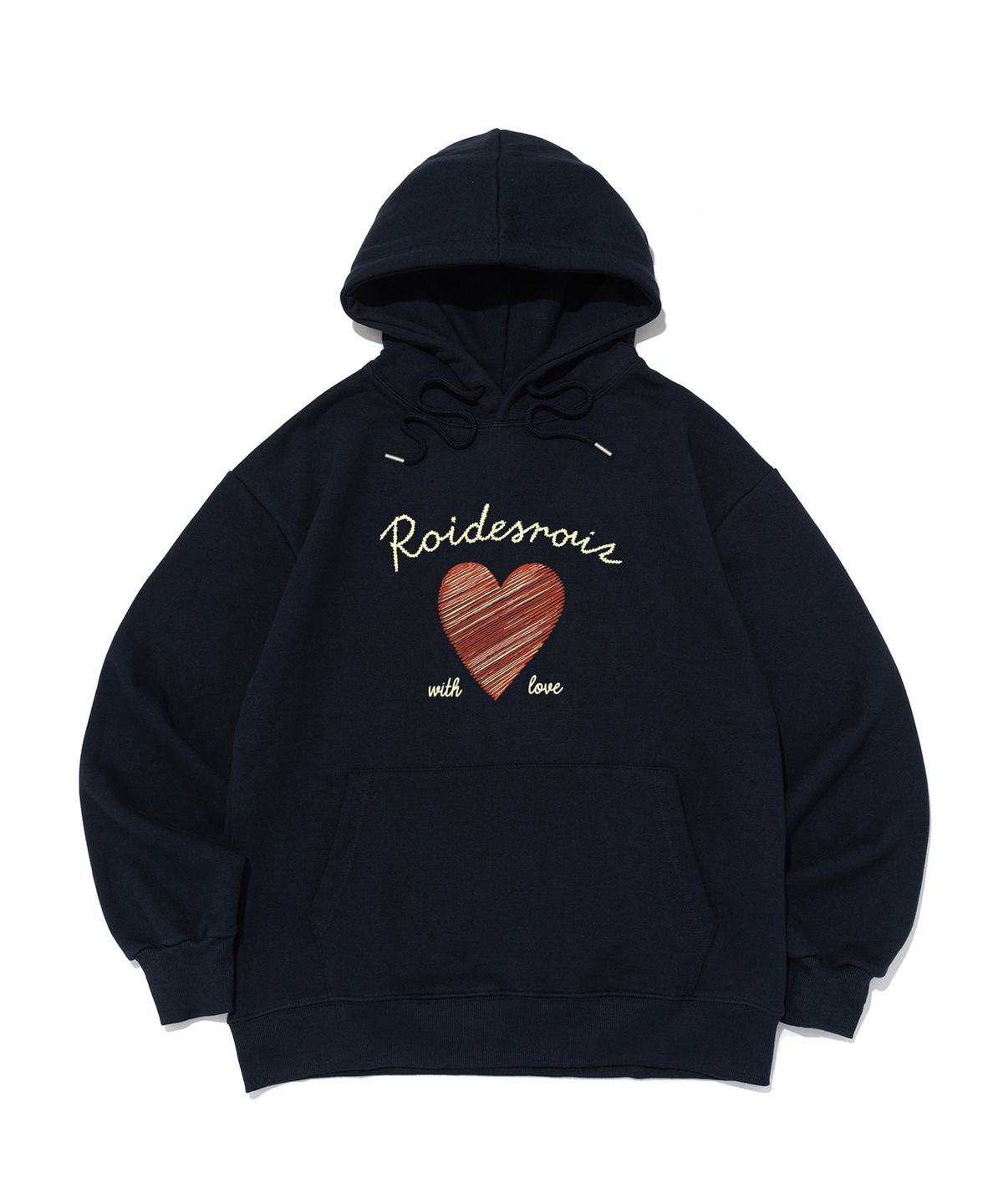 로아드로아(ROIDESROIS) [기모/NO기모] 위드 러브 그래피티 하트 후드티 (네이비)