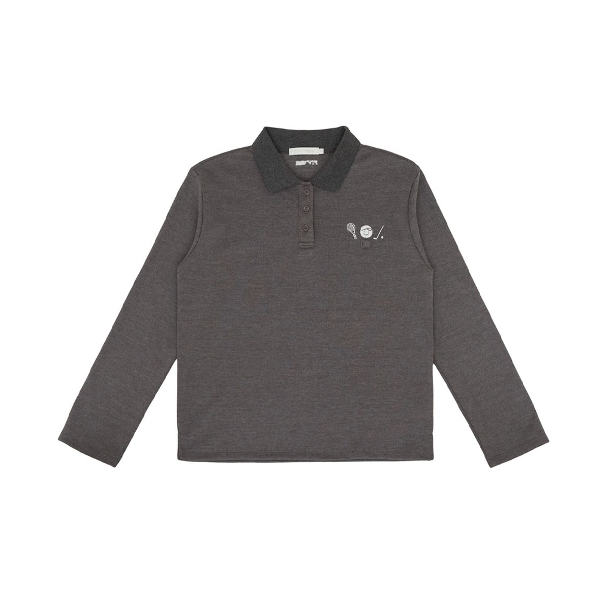 피브비(PIV’VEE) Sports Club Tee Holder Long Sleeve PK Shirt (fuzzy charcoal)
