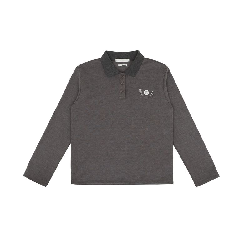 Sports Club Tee Holder Long Sleeve PK Shirt (fuzzy charcoal)