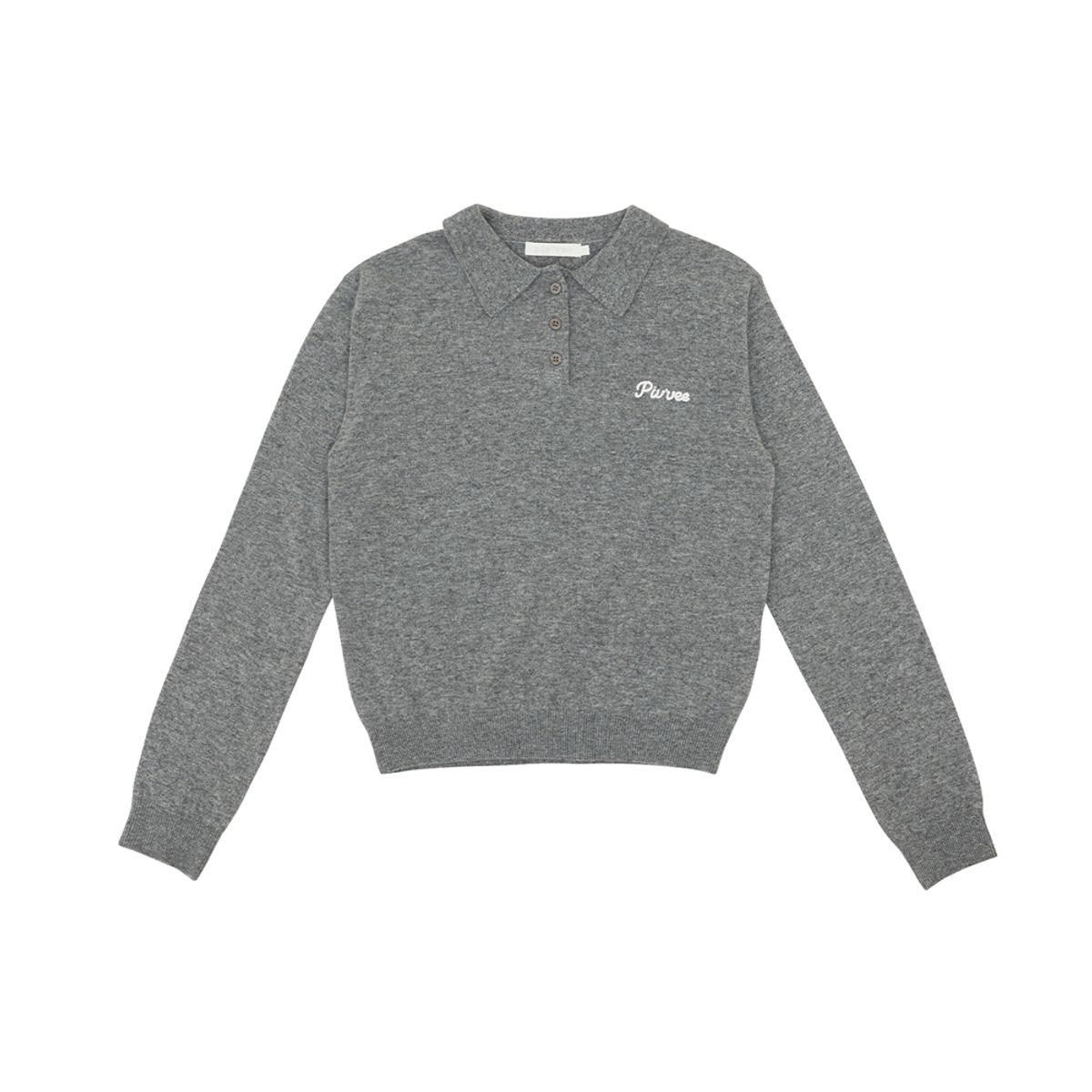 피브비(PIV’VEE) Giant Smiley Knit PK Shirt (heather grey)
