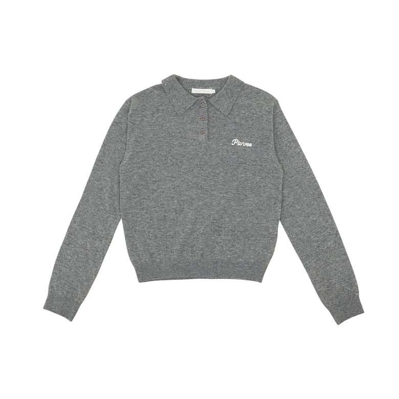Giant Smiley Knit PK Shirt (heather grey)