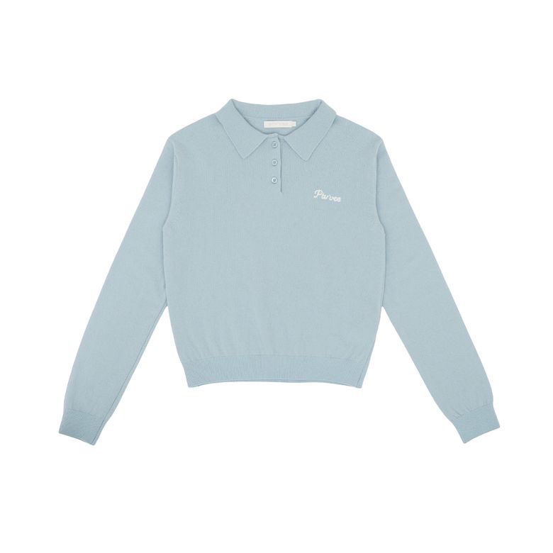 Giant Smiley Knit PK Shirt (ice blue)