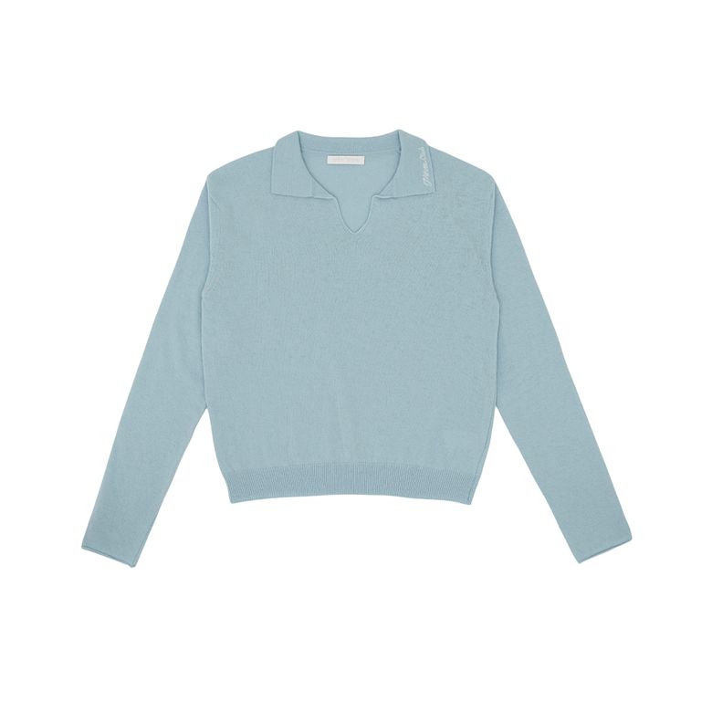 Open Collar Knit Pullover (mist blue)