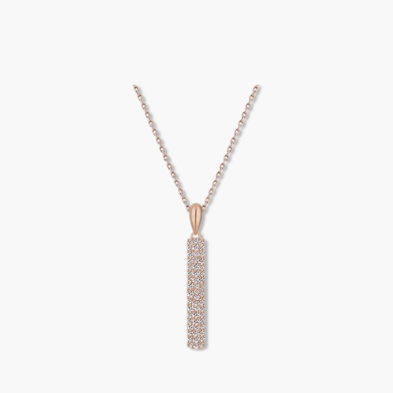 파이퍼 목걸이 MGNL0342 14K Gold Plated (로즈골드+화이트 큐빅)