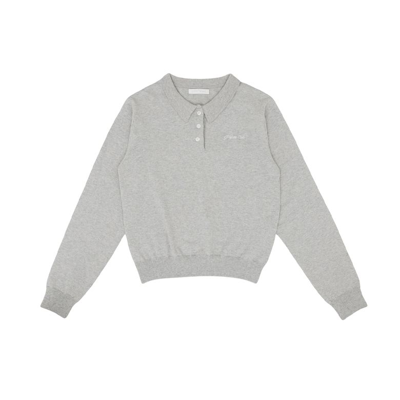 Cotton Cashmere Knit PK Shirt (snow grey)