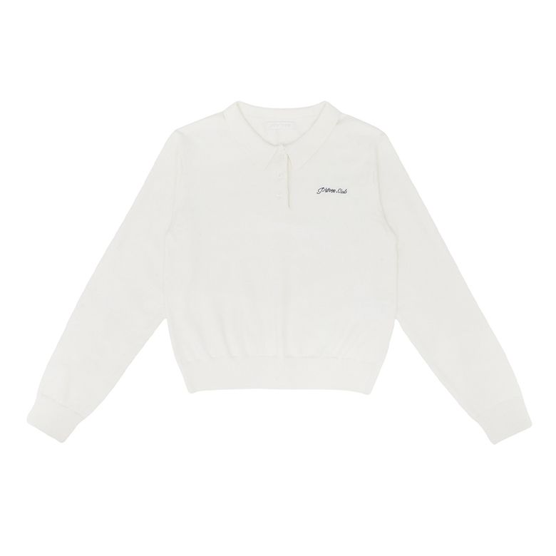 Cotton Cashmere Knit PK Shirt (cloud white)