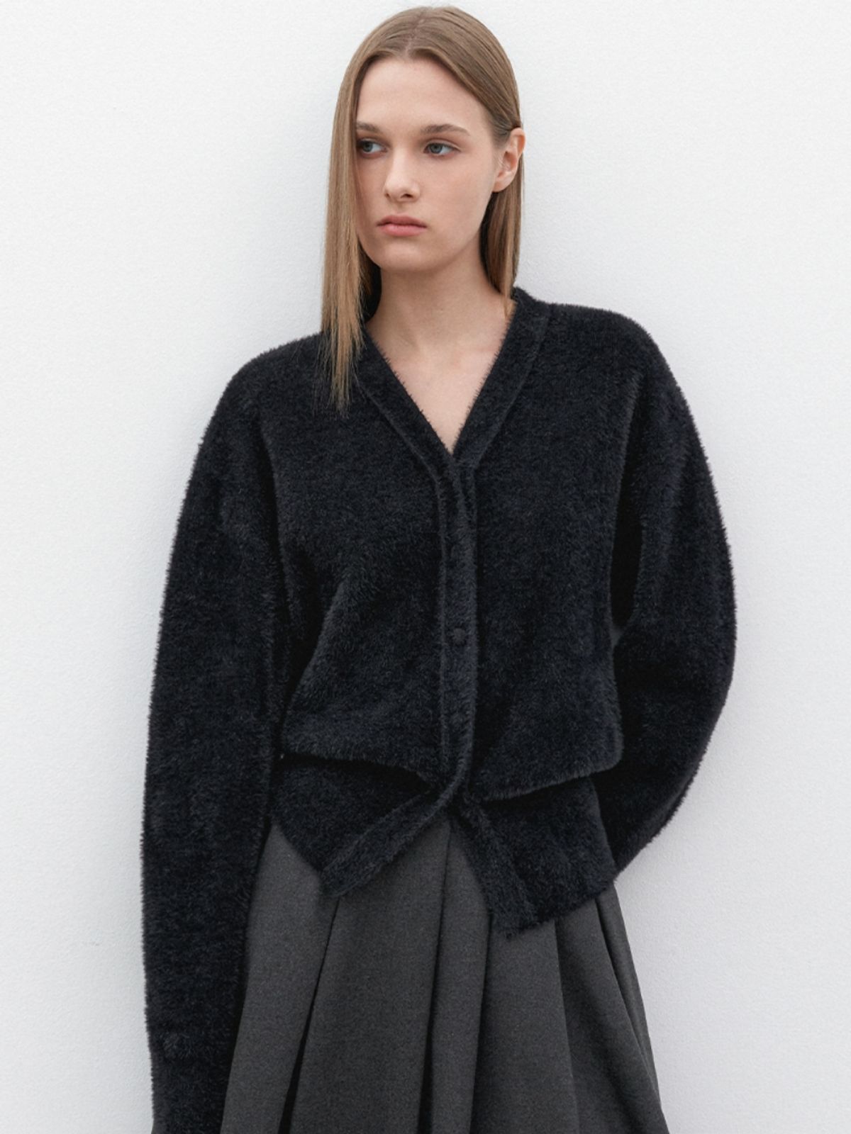 아틀리에 나인(ATELIER NAIN) (CD-2238)FAKE ANGORA VOLUME SLEVE KNIT