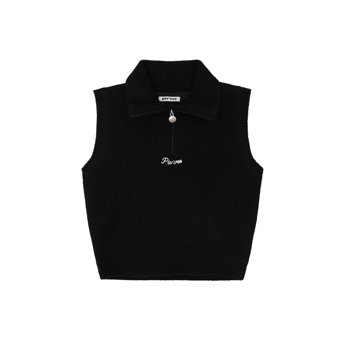 피브비(PIV’VEE) Giant Smiley Windproof Knit Vest (ebony black)