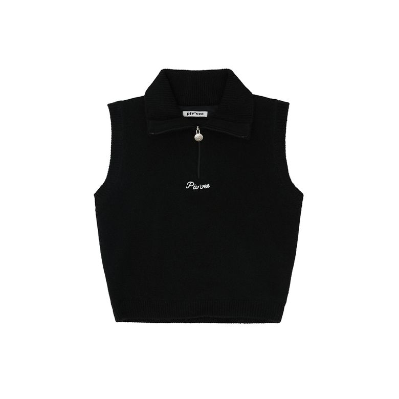 Giant Smiley Windproof Knit Vest (ebony black)