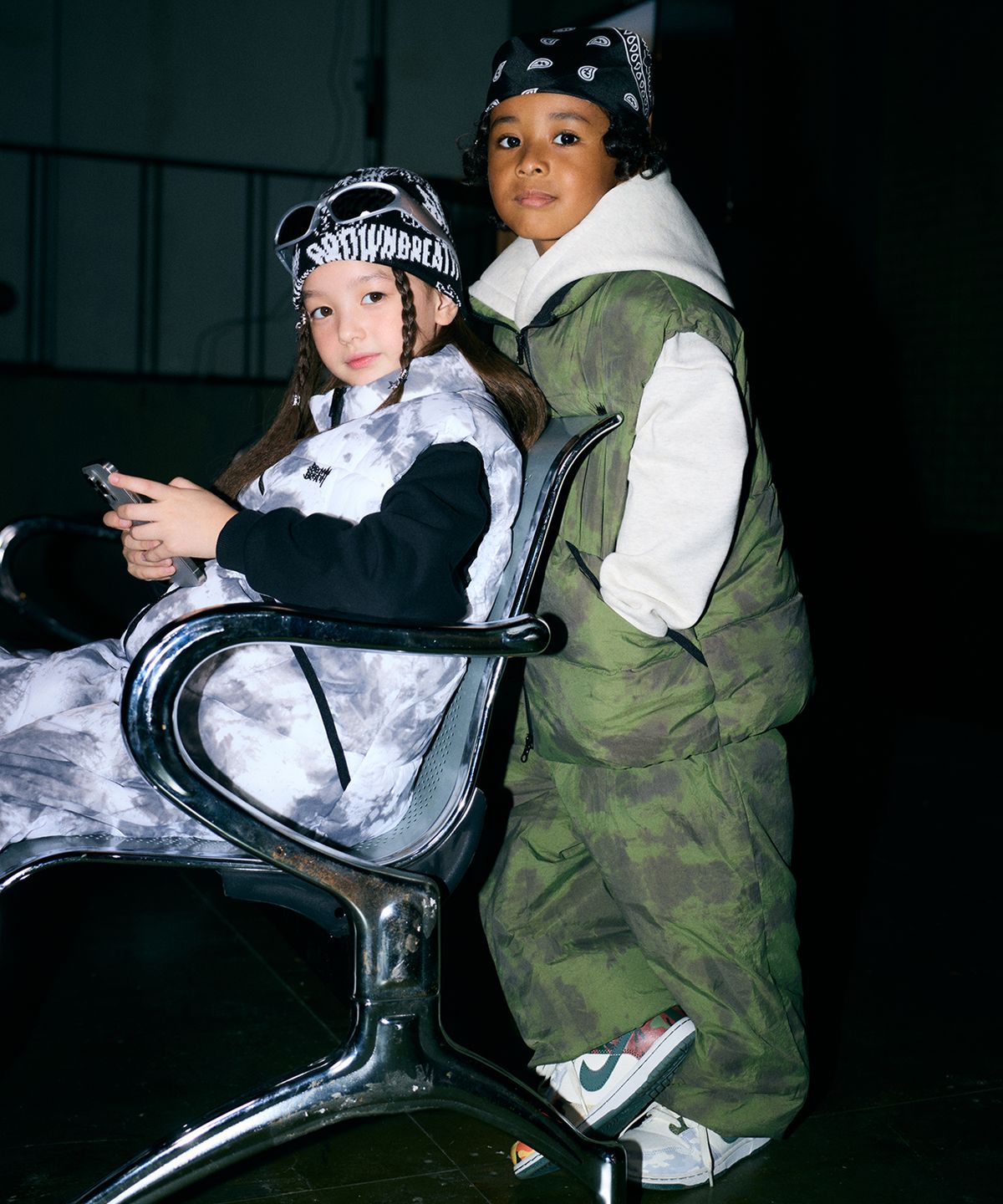 브라운브레스 키즈(BROWNBREATH KIDS) KIDS TIE DYE PADDING VEST SETUP_2COLOR