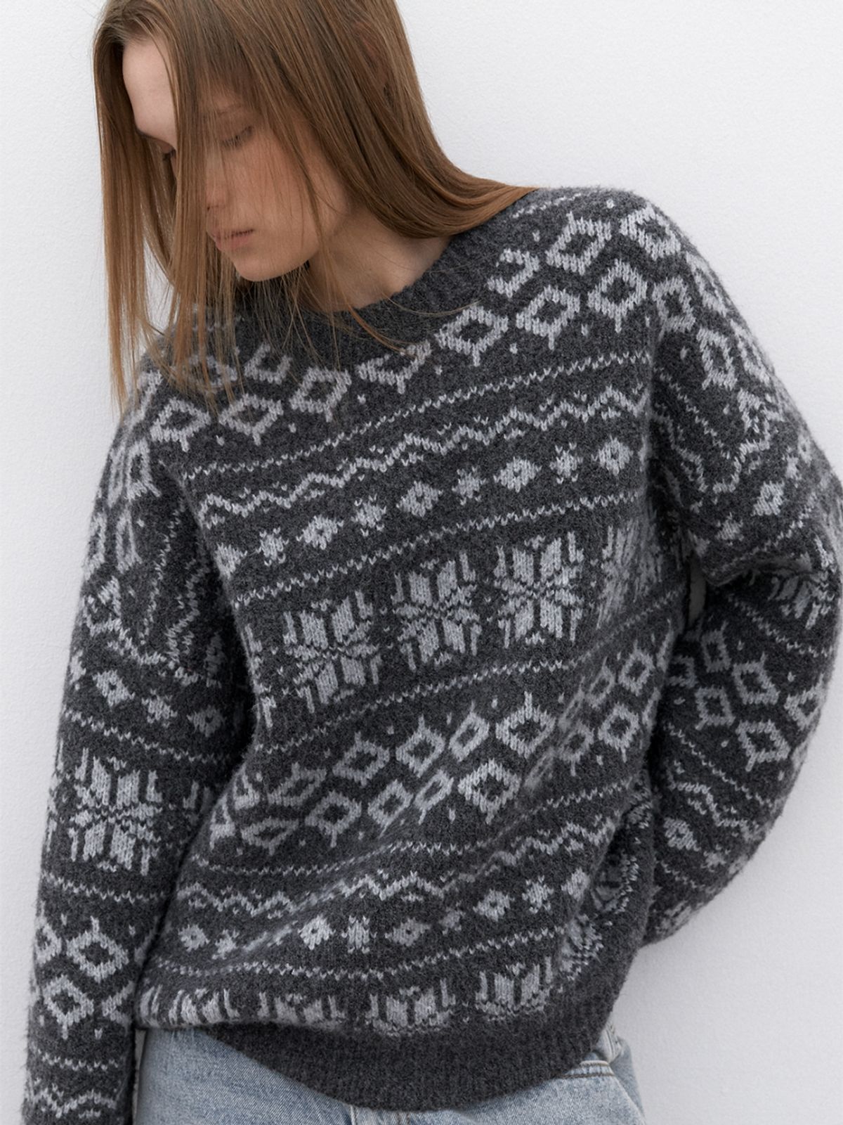 아틀리에 나인(ATELIER NAIN) (T-7148)SNOW FLAKES KNIT PULLOVER