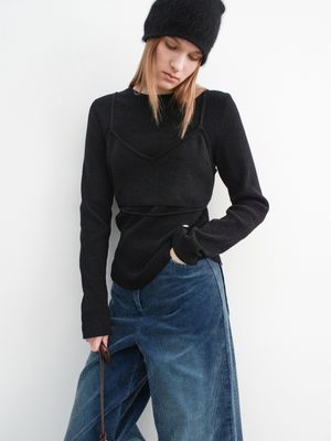 (T-7154)VELVET TEENI LAYERED BUSTIER KNIT S