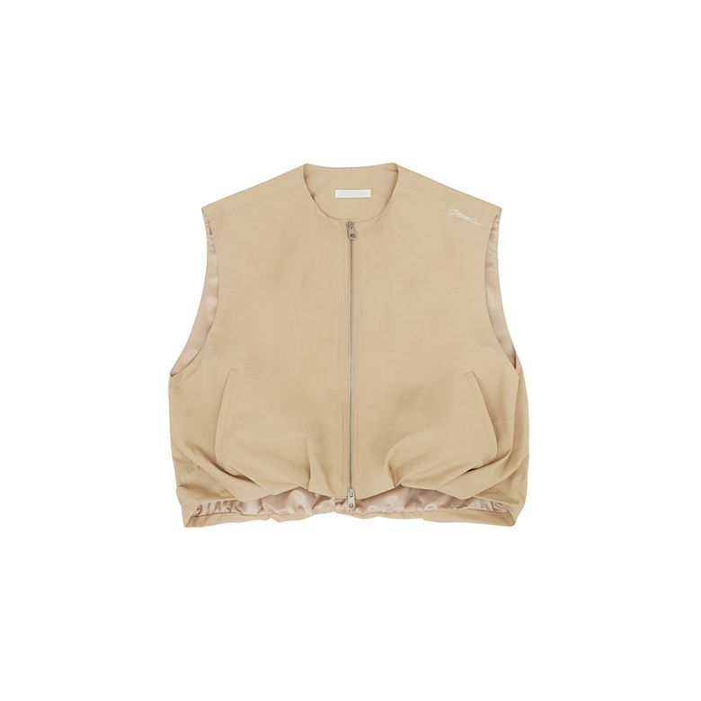 Puffed Hem Vest (milk tea beige)