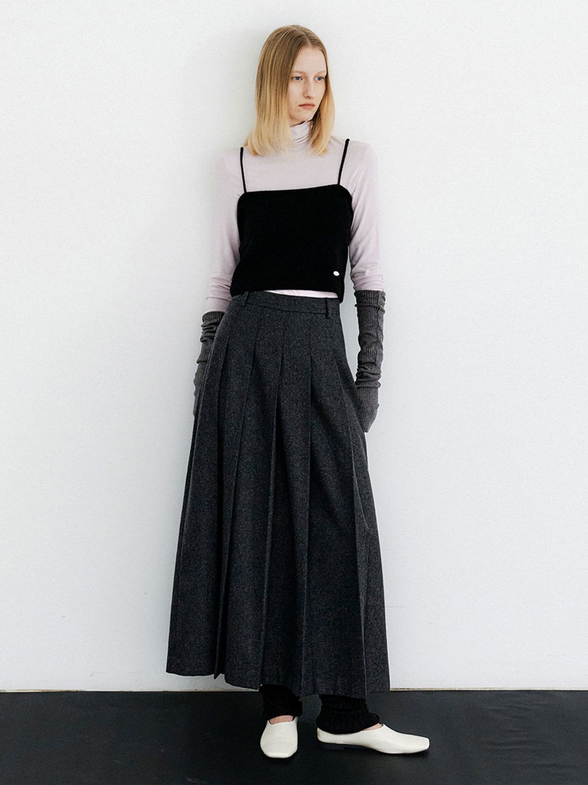 아틀리에 나인(ATELIER NAIN) (SK-5062)PLEATS MAXI SKIRT