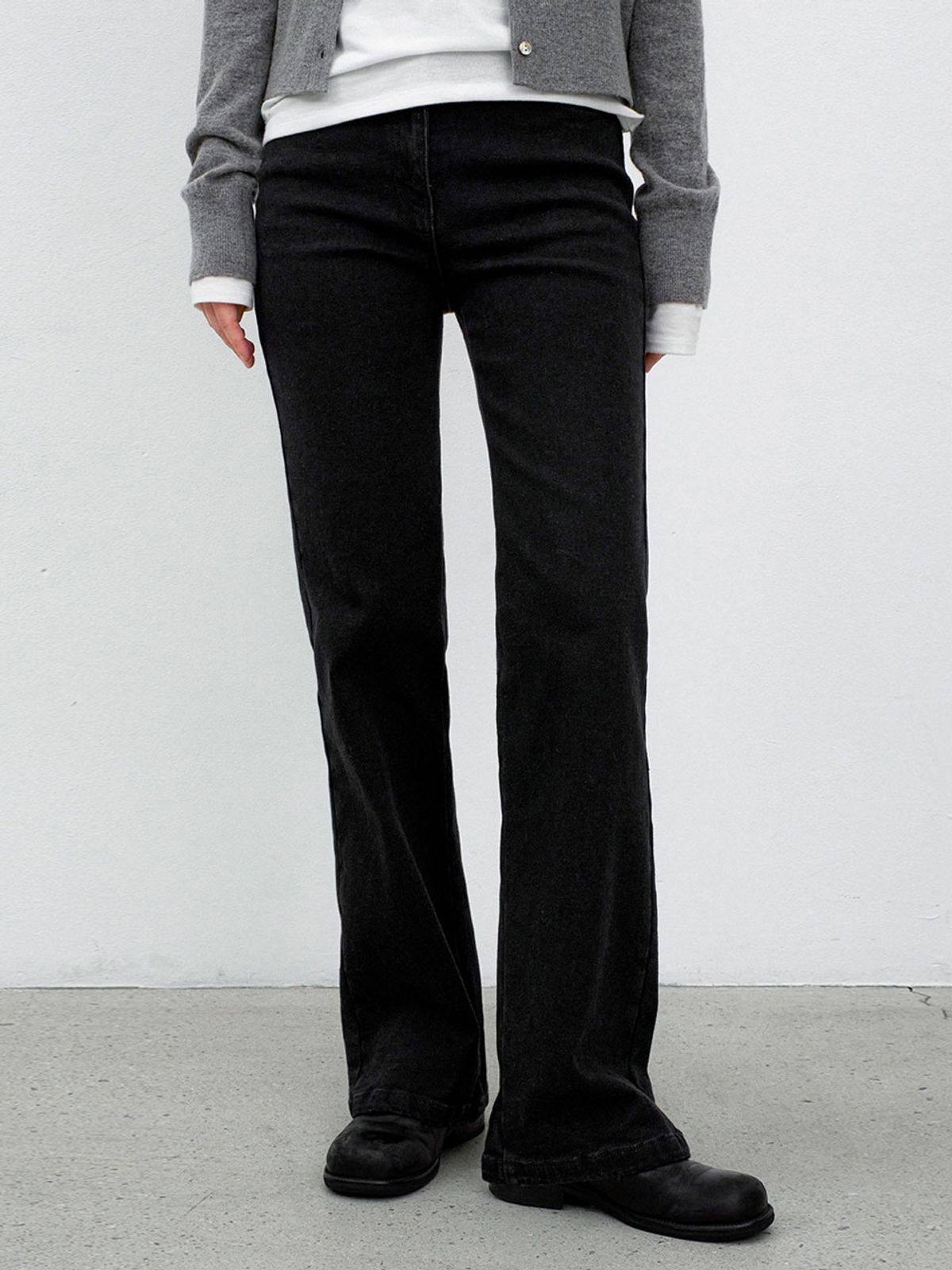 아틀리에 나인(ATELIER NAIN) (PT-5714)SLIM FIT BOOTCUT WARM DENIM PANTS