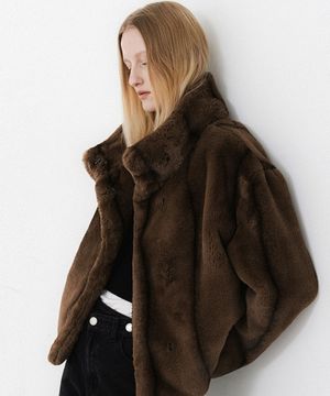 (JK-3057)TWO TONE FLOW FUR JACKET