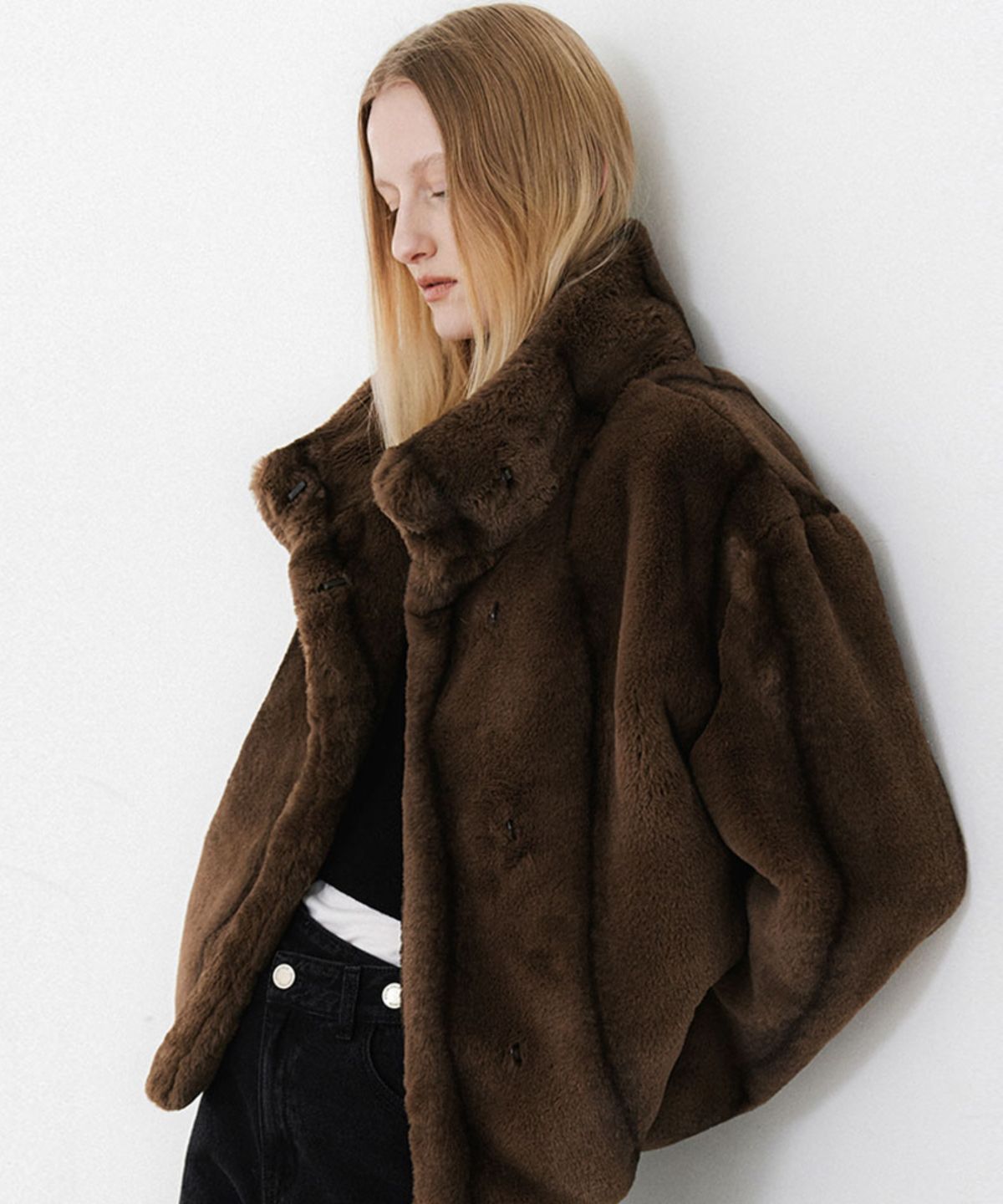 아틀리에 나인(ATELIER NAIN) (JK-3057)TWO TONE FLOW FUR JACKET
