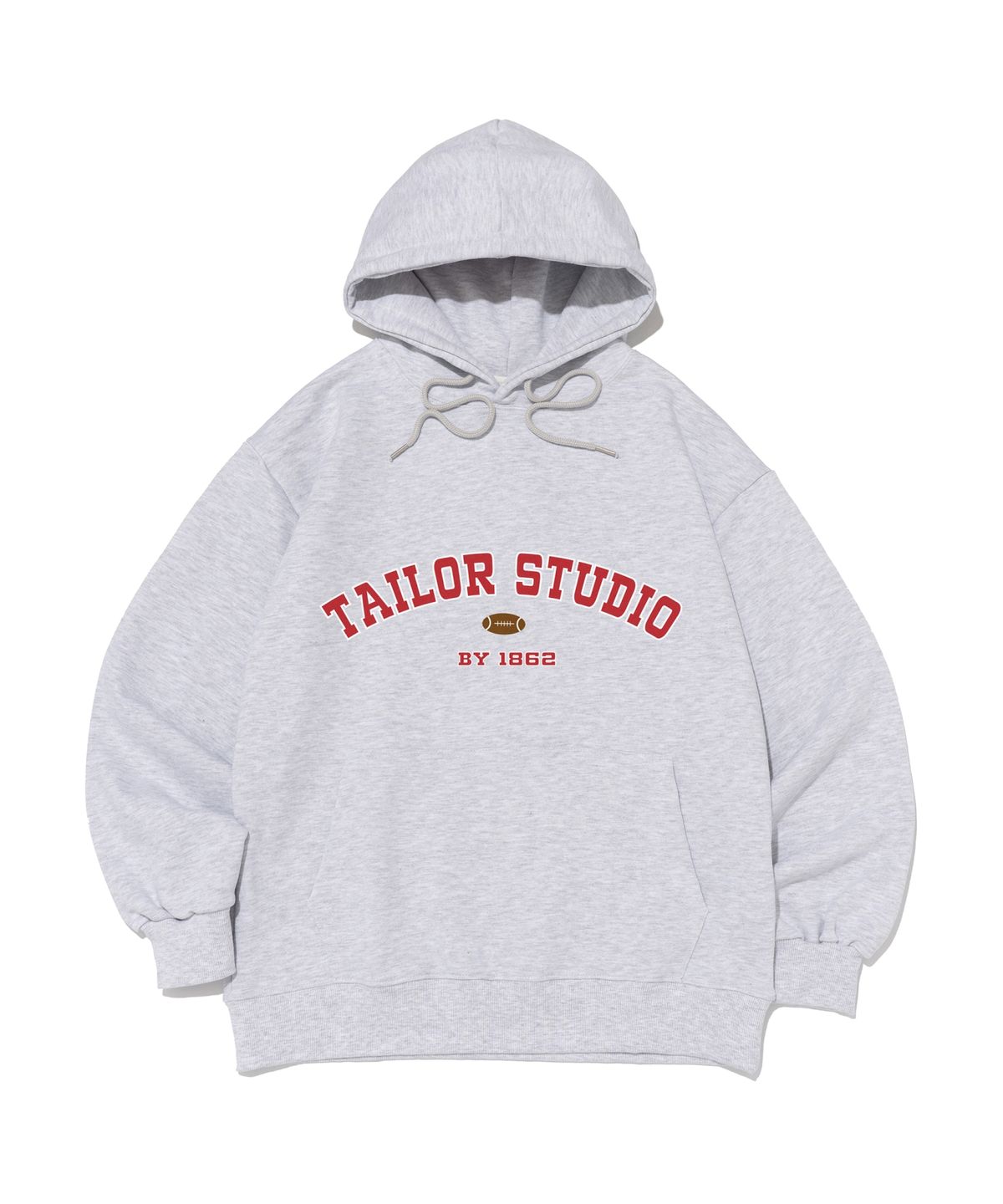 테일러 스튜디오(TAILOR STUDIO) [기모/NO기모] 컬리지 아치 로고 후드 (화이트멜란지)