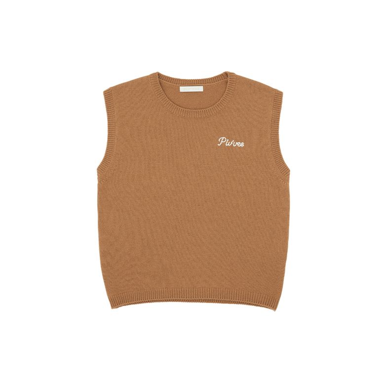 Giant Smiley Knit Vest (squirrel brown)