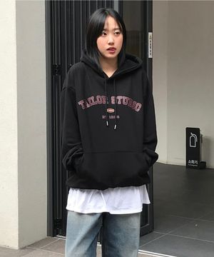 컬리지 아치 로고 후드 (블랙)