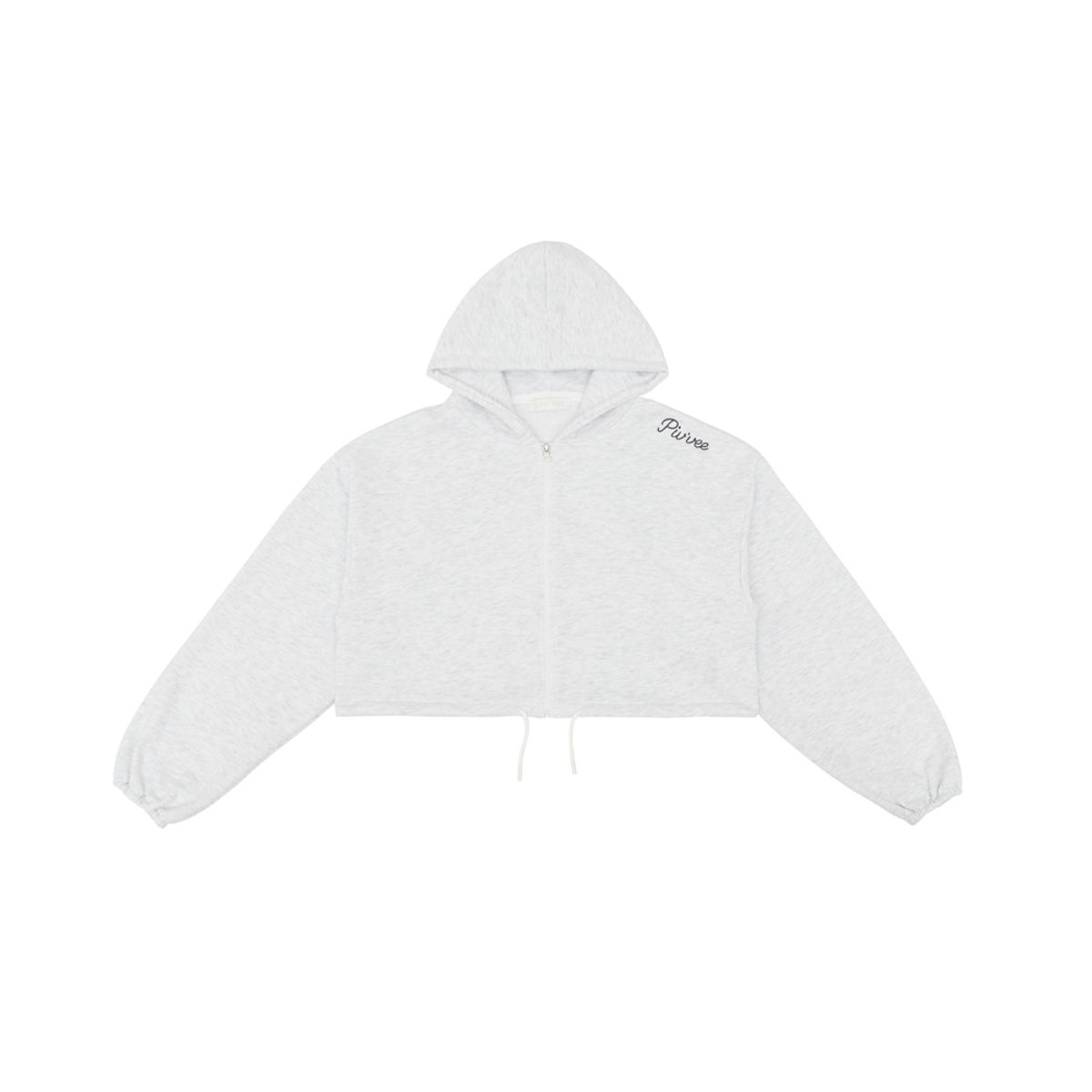 피브비(PIV’VEE) Semi-cropped Zip-up Hoodie (snow grey)