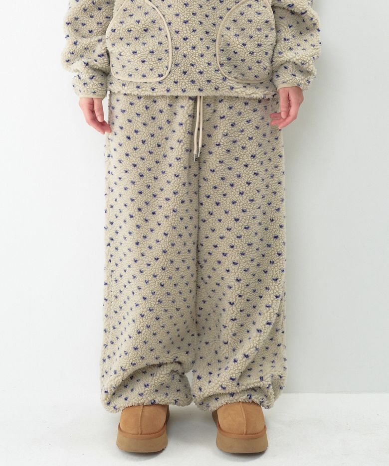 FLEECE WIDE JOGGER PANTS BEIGE
