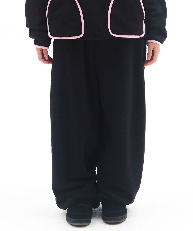 FLEECE WIDE JOGGER PANTS BLACK