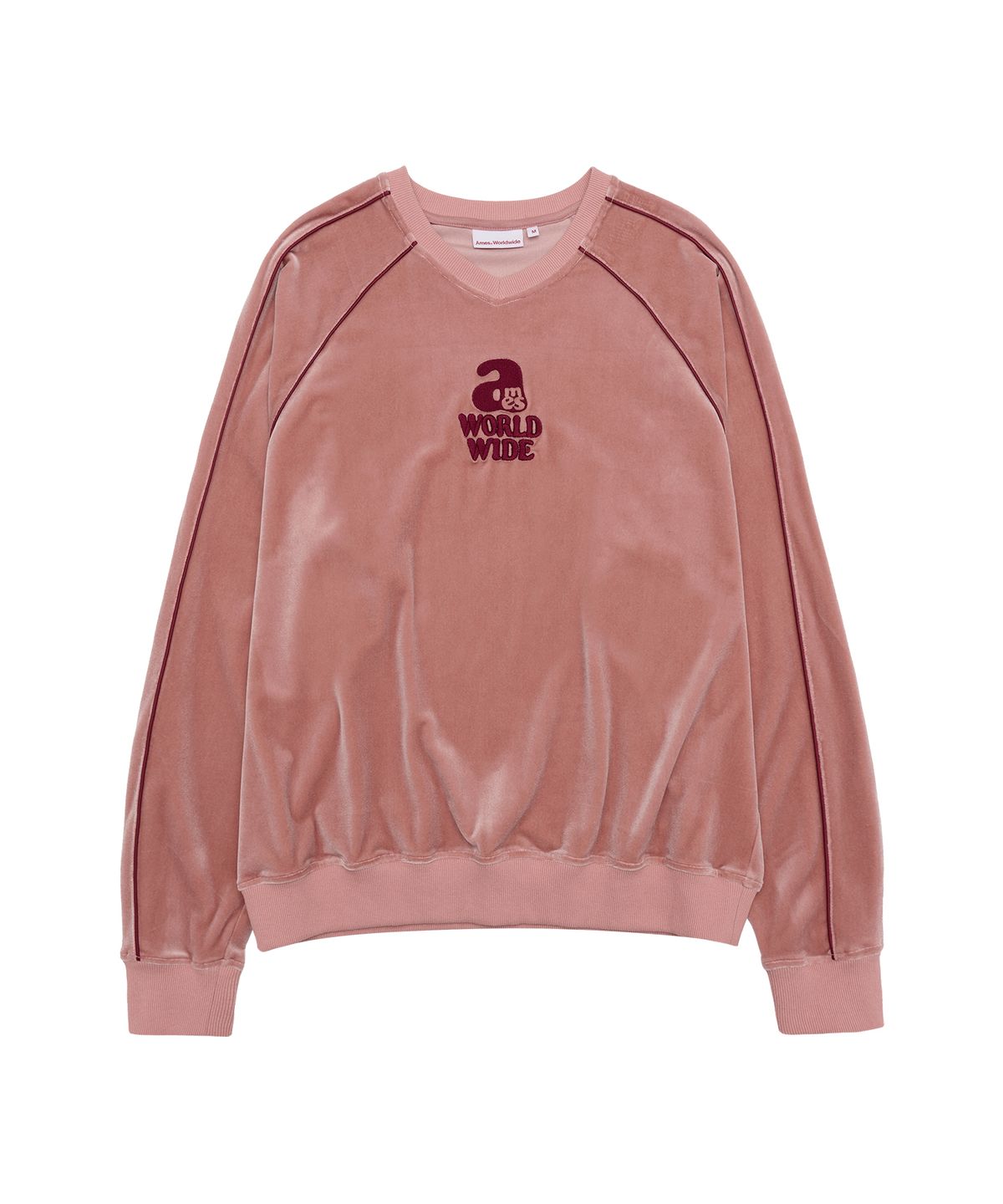 아메스 월드와이드(AMES-WORLDWIDE) V NECK VELOUR SWEATSHIRT PINK