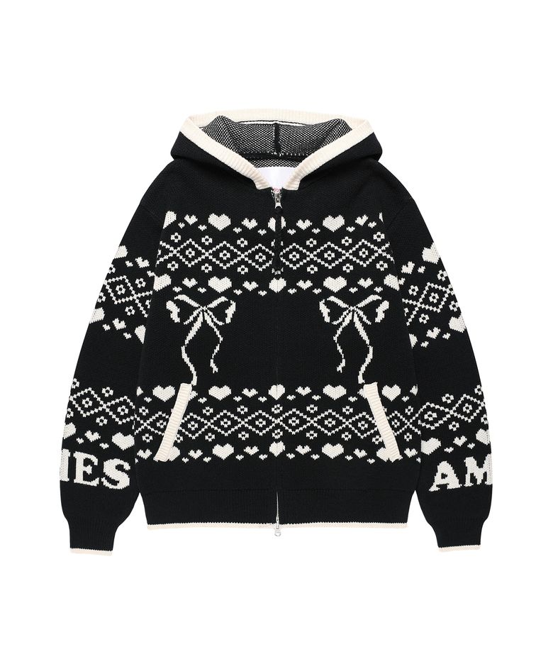 COWICHAN KNIT HOODIE ZIP-UP BLACK