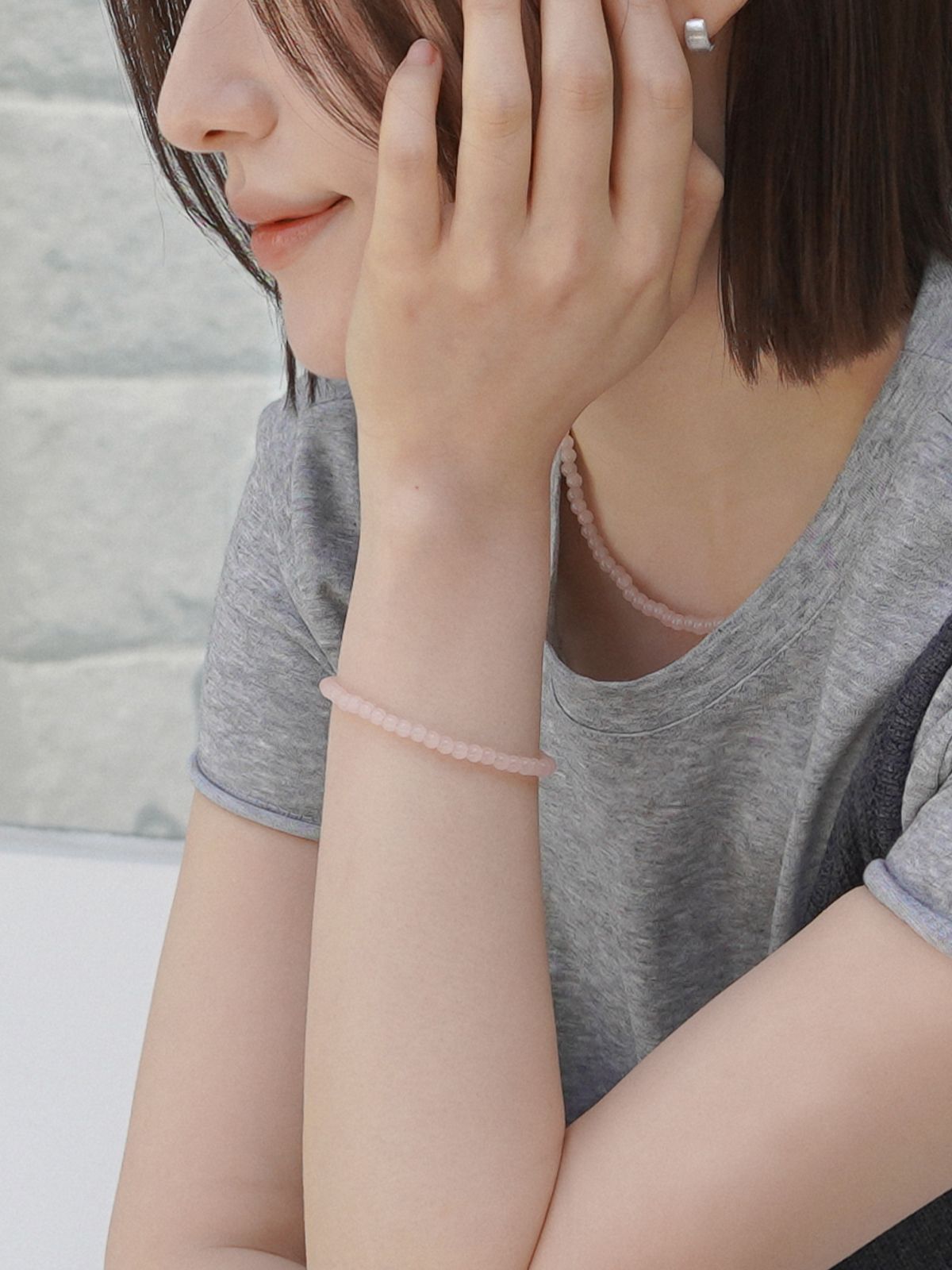 제마드(GEMADE) Pink glass bracelet #B068