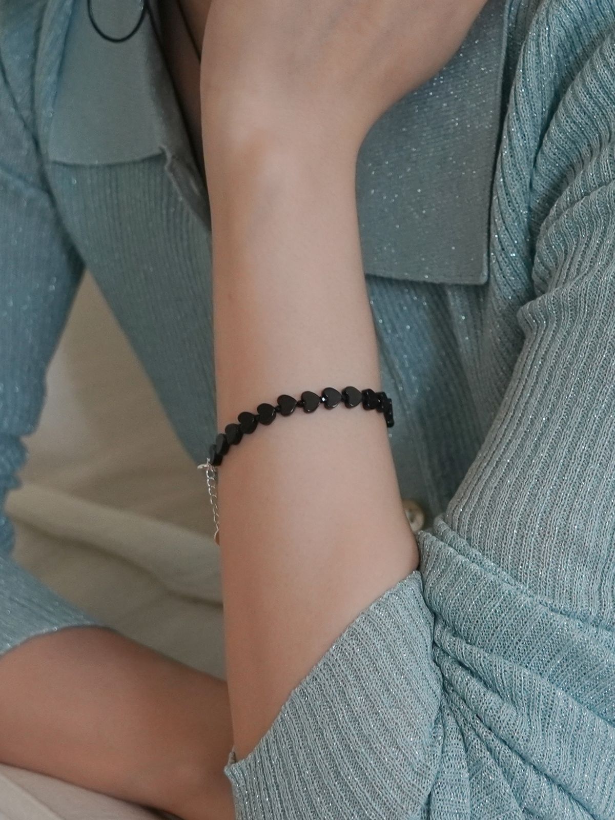제마드(GEMADE) Onyx heart bracelet #B070