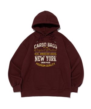 아메리칸 오버핏 후드티셔츠 (와인)