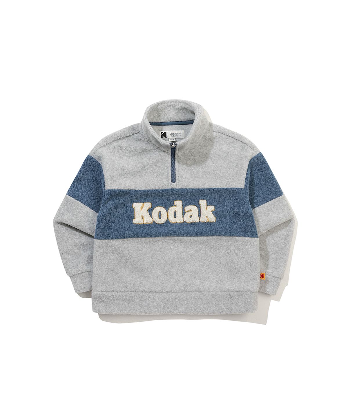 코닥 키즈(KODAK KIDS) 컬러블럭 마이크로플리스 반집업 맨투맨 키즈 MELANGE GREY