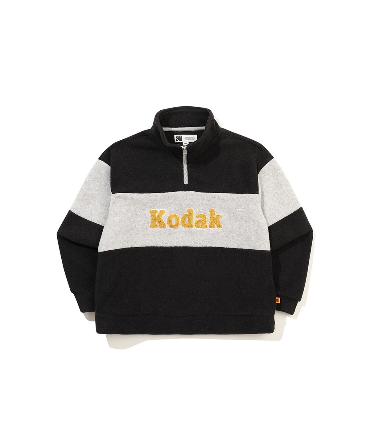 코닥 키즈(KODAK KIDS) 컬러블럭 마이크로플리스 반집업 맨투맨 키즈 BLACK